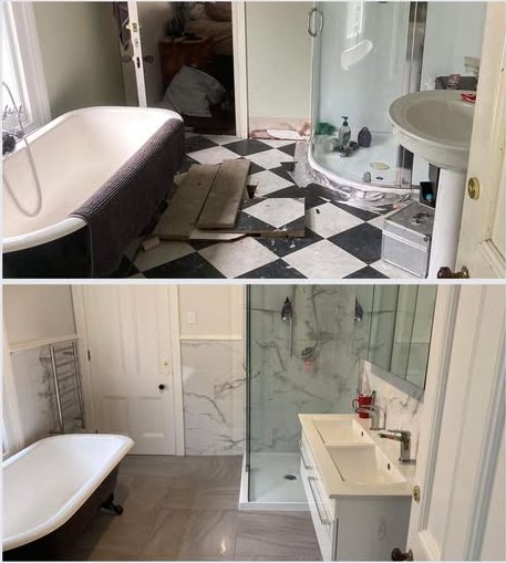 Bathroom renovation in a Christchurch villa &mdash; before, and the finished room